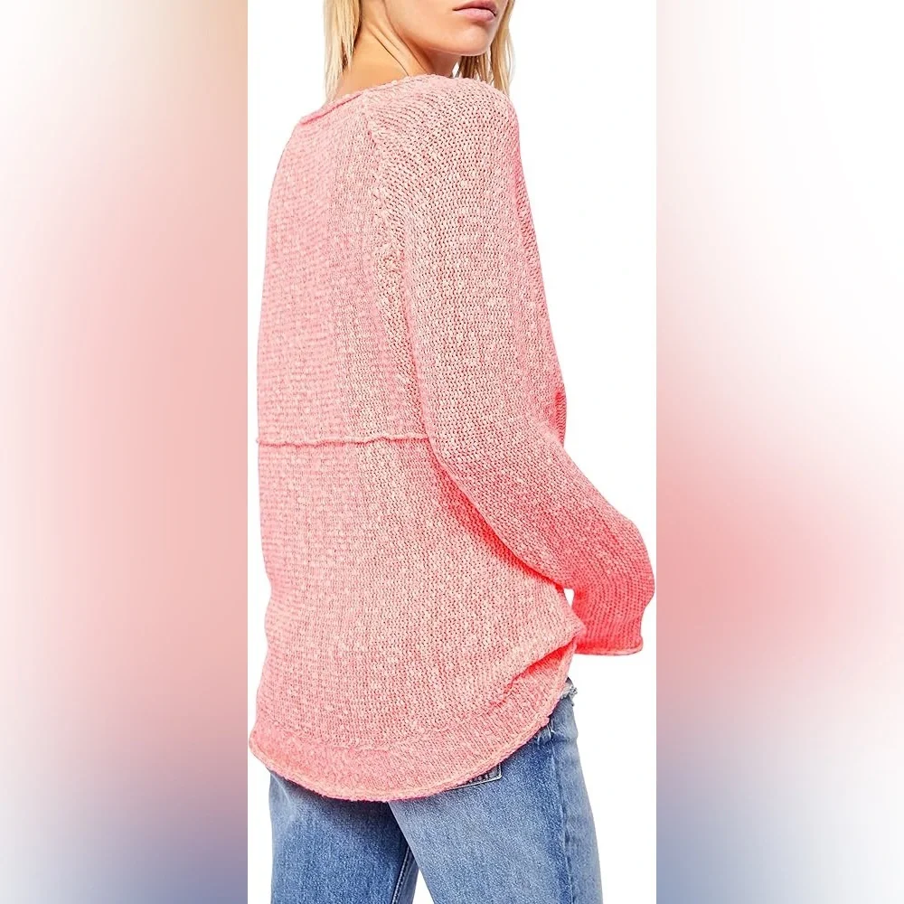 Free People Bright Lights Sweater Neon Flamingo - Picture 4 of 7
